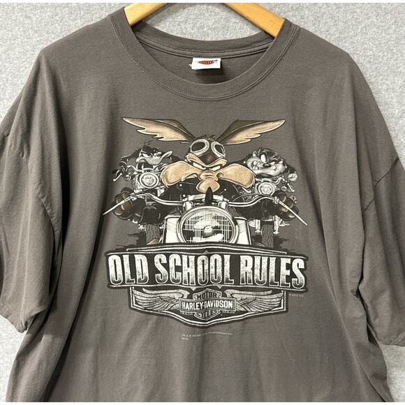 Harley Davidson Looney Tunes Old School Rules Vintage Y2K Shirt Men’s Size 3X - Picture 5 of 15